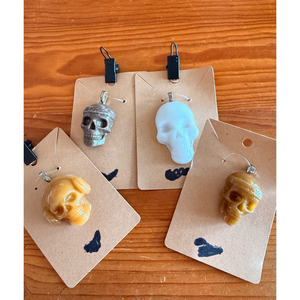 Skull Dangle Earrings Lot 4 Pairs Resin Gothic Halloween Boho Punk Mixed Colors